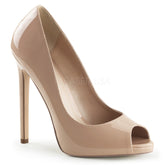 Pleaser SEXY-42 Nude Patent Peep Toe Pumps - Shoecup.com